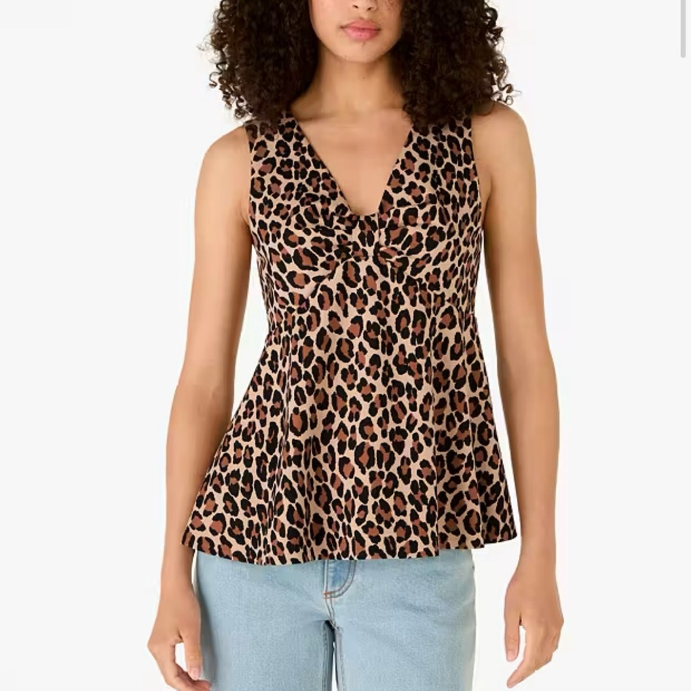 Kate Spade Spotted Leopard Bow-knot Peplum Top